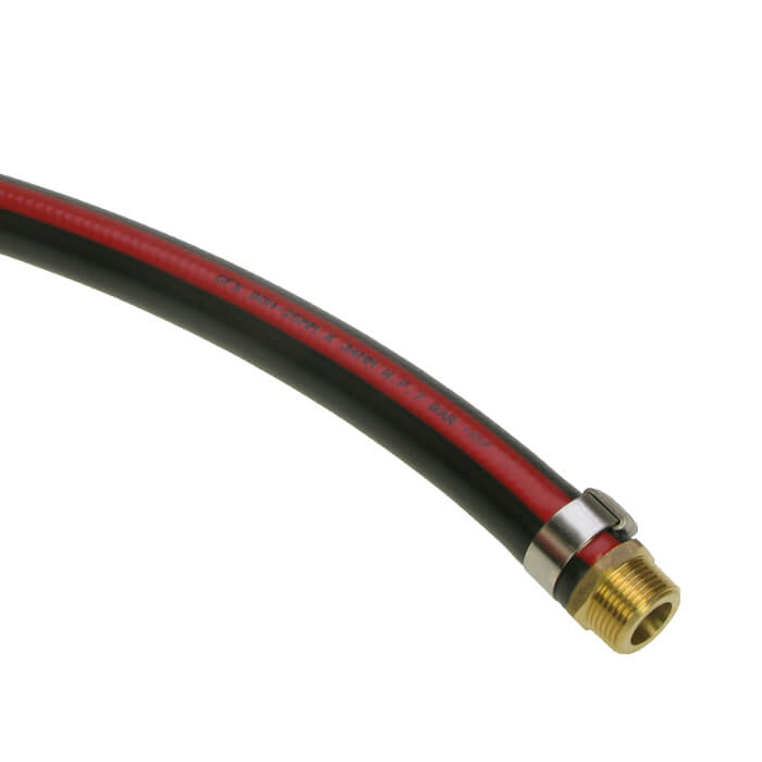 4m x 19mm diesel hose assy, 3/4 machine bandit ends-red stripe
